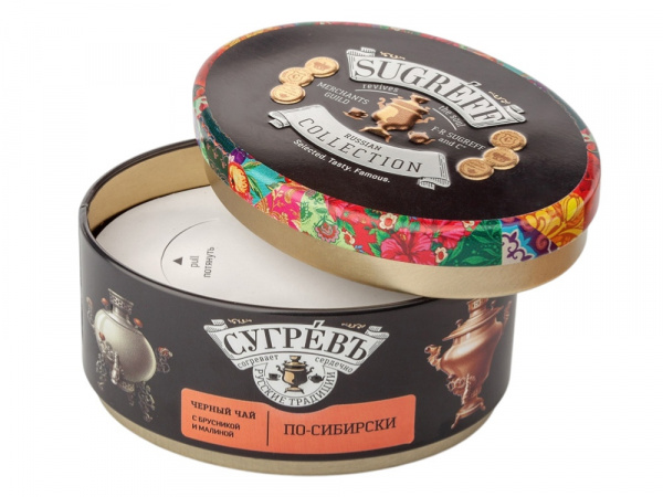 Ж/б По-сибирски + монпансье малиновые. Чёрный чай с травами.