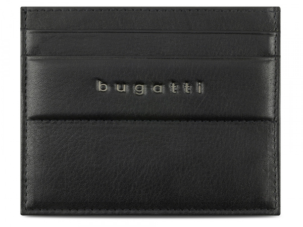 Портмоне для кредитных карт BUGATTI НОМ | NOME, с защитой данных RFID, черное, натуральная воловья кожа, 10,2х0,3х8,2 см