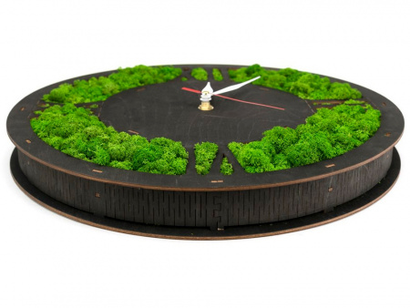 Часы Римские 1 со мхом настенные, цвет черный малахит, QRONA