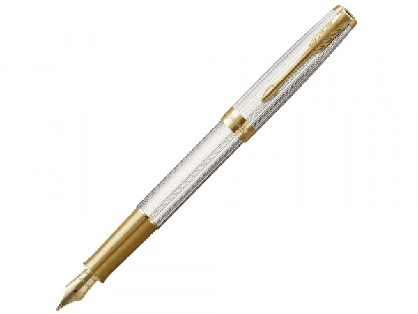 Перьевая ручка Parker Sonnet Silver Mistral GT, перо: M, цвет чернил: black, в подарочной упаковке