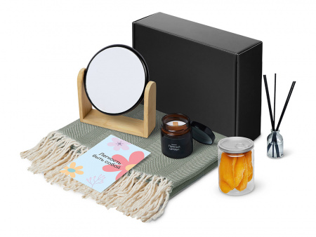 Подарочный набор Re:f. Shelter  с пледом, зеркалом, свечой и диффузором