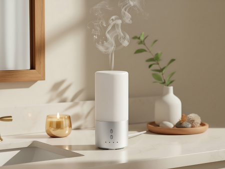 Увлажнитель воздуха с подсветкой Breathe, белый/серебристый