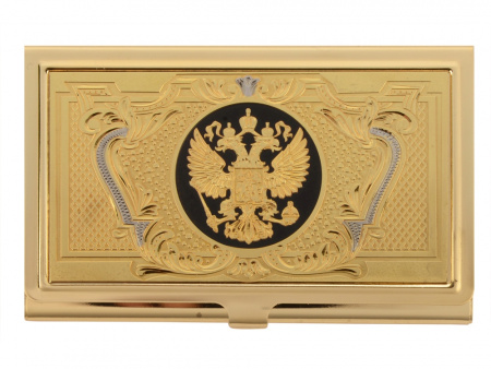 Набор Российский менеджмент: визитница, ручка шариковая, золотистый/серебристый