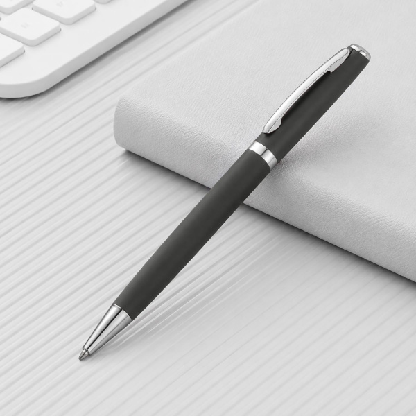 Ручка металлическая шариковая Flow soft-touch, серый/серебристый