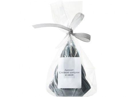 Свеча Елка, ароматическая, черная с серебристым напылением