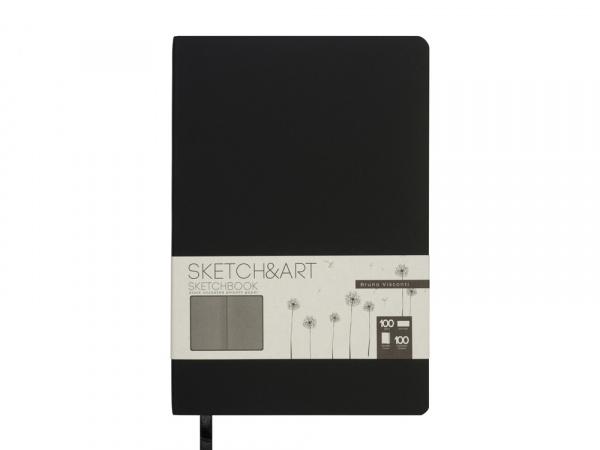 Скетчбук Sketch & Art в мягком переплете 140х210 мм, 100 л. черной бумаги 100 гр., черный