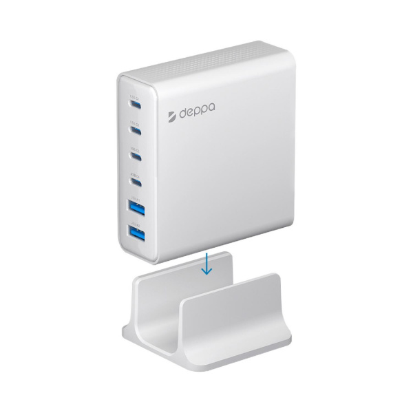 Зарядная станция 4xUSB Type-C, 2xUSB, PD, QC, 160Вт, белый, Deppa