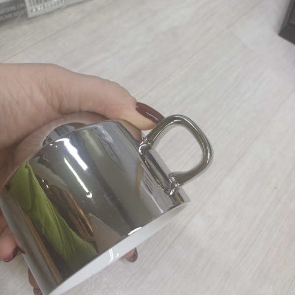 Серебряная чайная пара: чашка на 250 мл с блюдцем