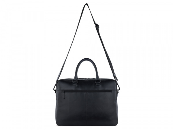 Портфель мужской BUGATTI Clark, чёрный, воловья кожа/полиэстер, 40х9,5х29 см, 10 л