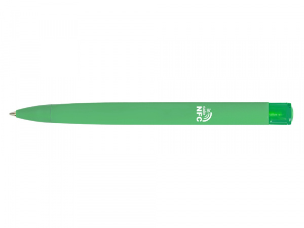 Ручка пластиковая шариковая трехгранная Trinity K transparent Gum soft-touch с чипом передачи инфо, зеленое яблоко