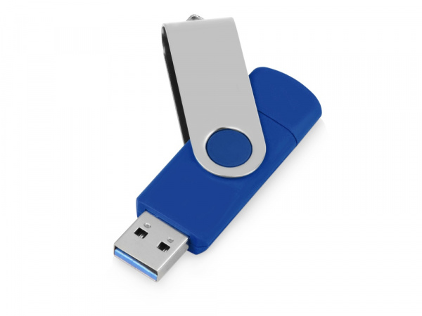 USB3.0/USB Type-C флешка на 16 Гб Квебек C, синий