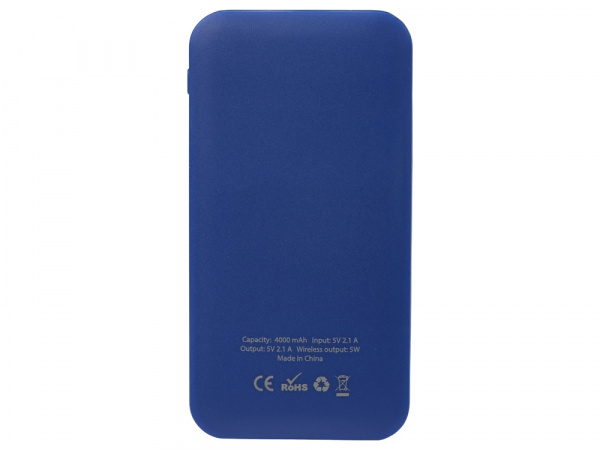 Портативное беспроводное зарядное устройство Impulse, 4000 mAh, синий
