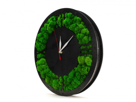 Часы Римские 1 со мхом настенные, цвет черный малахит, QRONA