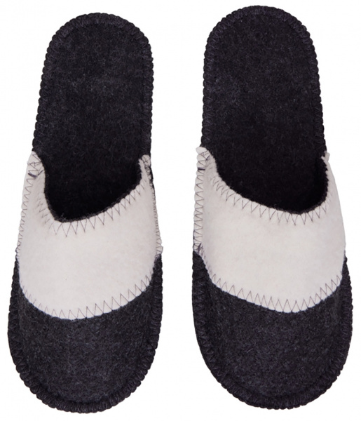 Тапочки белые/серые с отворотом без вышивки