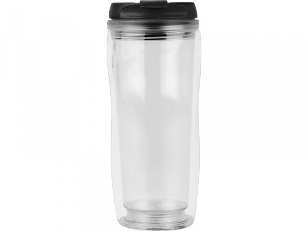 Термокружка Mony 400мл, под цифровую печать, прозрачный/черный