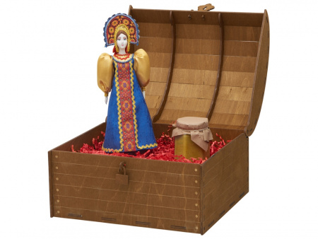 Подарочный набор: кукла фарфоровая, крем-мед, красный