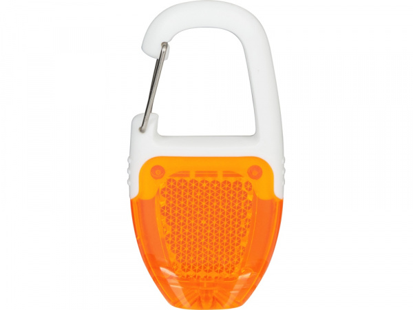 Брелок - фонарик с отражателем и карабином, оранжевый/белый