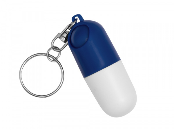 Таблетница в форме брелка Capsule, белый/синий