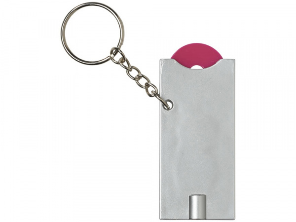 Брелок-держатель для монет Allegro с фонариком, фуксия/серебристый
