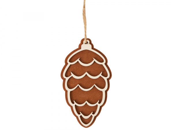 Подвеска шишка с цветной подложкой, коричневая подложка