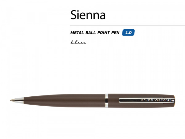 Ручка металлическая шариковая Sienna, софт-тач, 1.0 мм, коричневая
