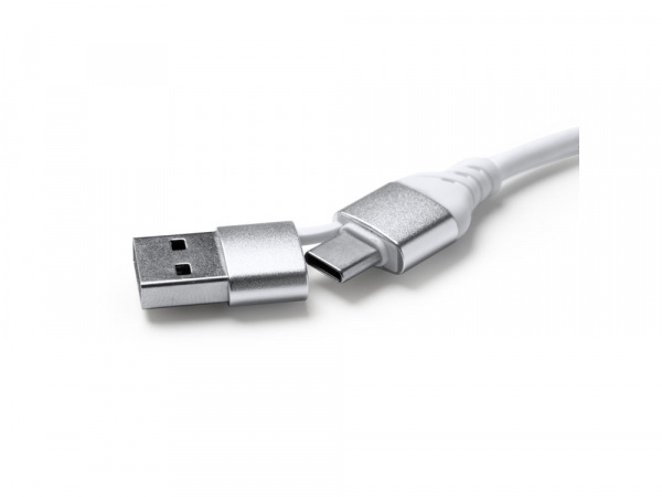 USB-хаб BADOC с корпусом из бамбука и ткани RPET, серый меланж