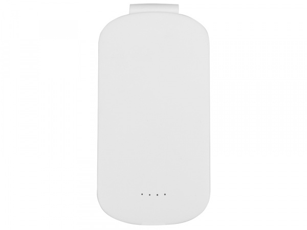 Портативное зарядное устройство Pin на 4000 mAh с большой площадью нанесения и клипом для крепления к одежде или сумке, белый