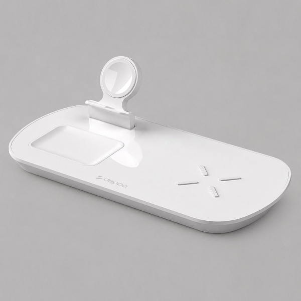 Зарядная станция 3 в 1: iPhone, Apple Watch, Airpods, беспроводная, 17,5 Вт, белая, Deppa