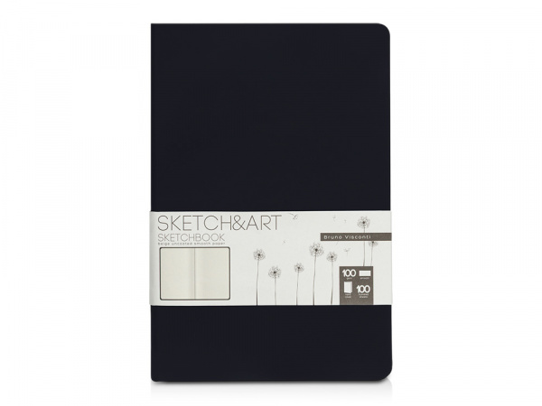 Скетчбук Sketch & Art в твердом переплете 143х216 мм, 100 л. черной бумаги 100 г/м2, черный