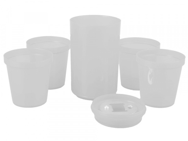 Набор Plastglass: 4 стакана с открывалкой, белый