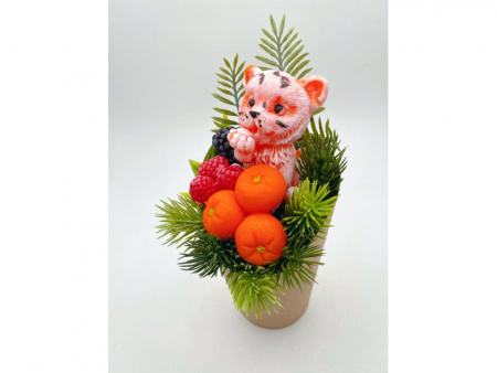 Мыло ручной работы Тигренок в стакане, в подарочном п/э пакете